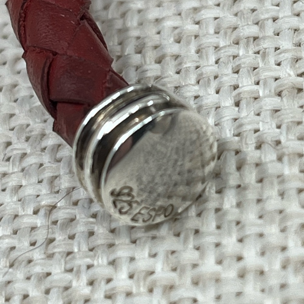Vintage Joseph Esposito Sterling Silver & Red Leather Cuff - Picture 4 of 17